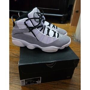 Jordan 6 Rings Light Smoke Grey White Black FJ4650-077 Mens Basketball Shoes 9